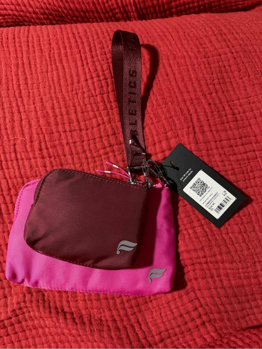 Fabletics Two-Pouch Wristlet in Hot Pink & Burgundy